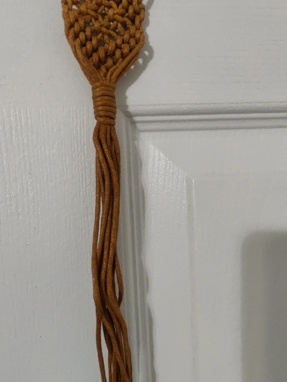 Brown Macramé Tassel Belt with Yellow Bead Accents – New With Tags
